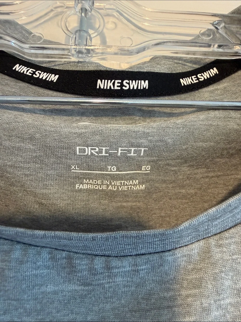Nike Men’s Gray Sleeveless Dri-Fit Swim Tee with White Swoosh